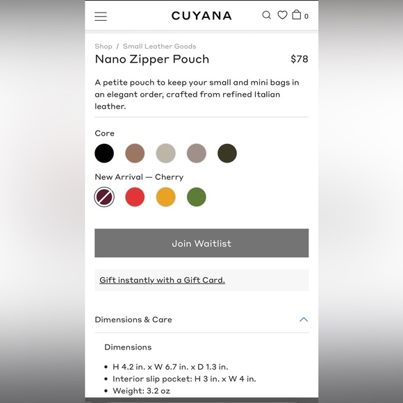 Cuyana Nano Zipper Pouch in Cherry NWT - Picture 12 of 12